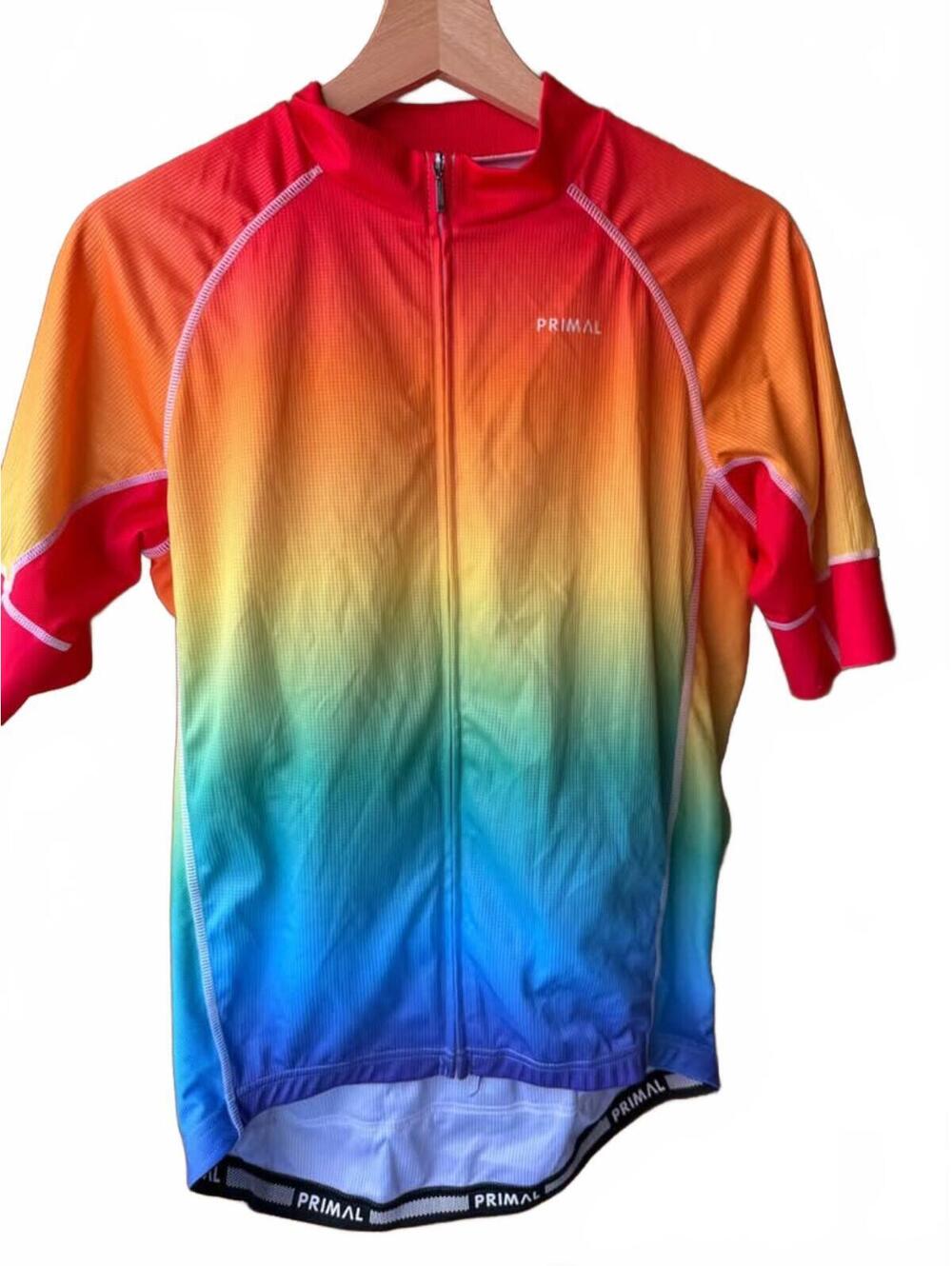 Men’s Primal Rainbow Ombré Cycling Jersey Sz Large